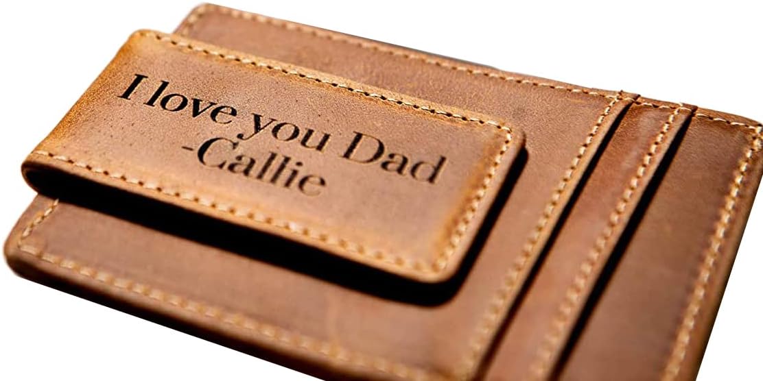 Personalized Leather Magnetic Money Clip The Sanibel by Left Coast Original