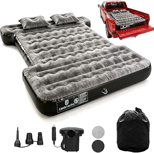 Umbrauto Truck Bed Air Mattress for 6-6.5ft Pickup Beds Inflatable Truck Camper Tent Airbed with Pump for Ford F150/250/350 Chevy Silverado/GMC Sierra Dodge Ram Toyota Tundra Nissan Titan Camping