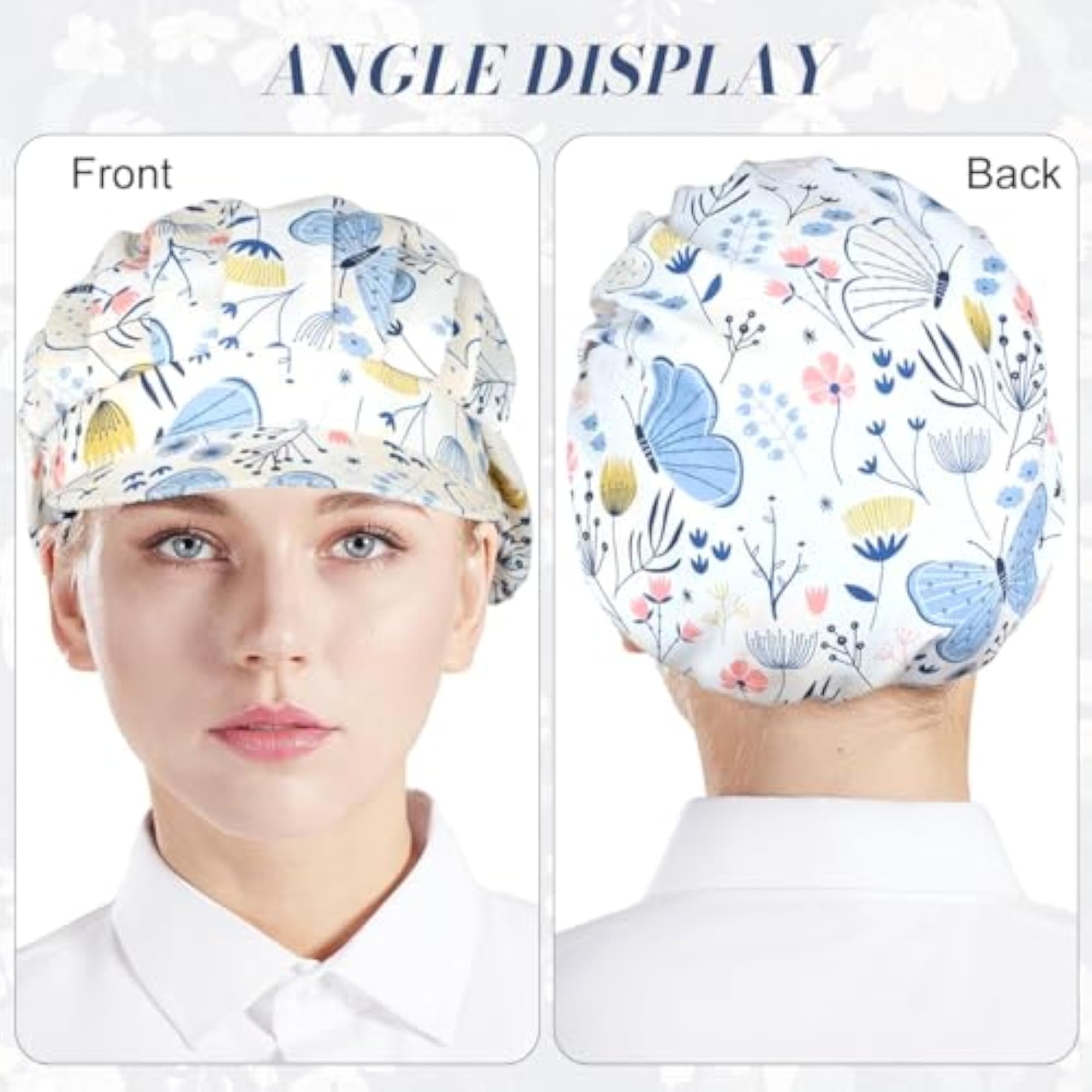 3 Pack Chef Hats for Kitchen Cooking, Soft Cotton Work Hat with Brim