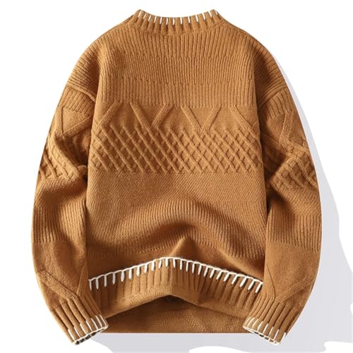 Men Thick Warm Harajuku Sweater Crew Neck Patchwork Long Sleeve Pullover Knit Jumper2