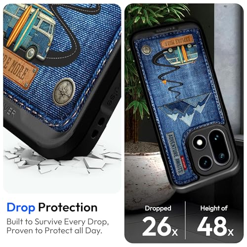 Image of KAPAVER Mag-X Sandstone Back Cover Case Compatible with MagSafe, Magnetic Case for OnePlus 15 (Denim Adventure)