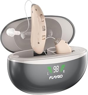 Flaygo GM-353T Rechargeable Hearing Aids for Seniors - 16-Channel Digital OTC with Noise Cancellation, 38dB Gain, Beige