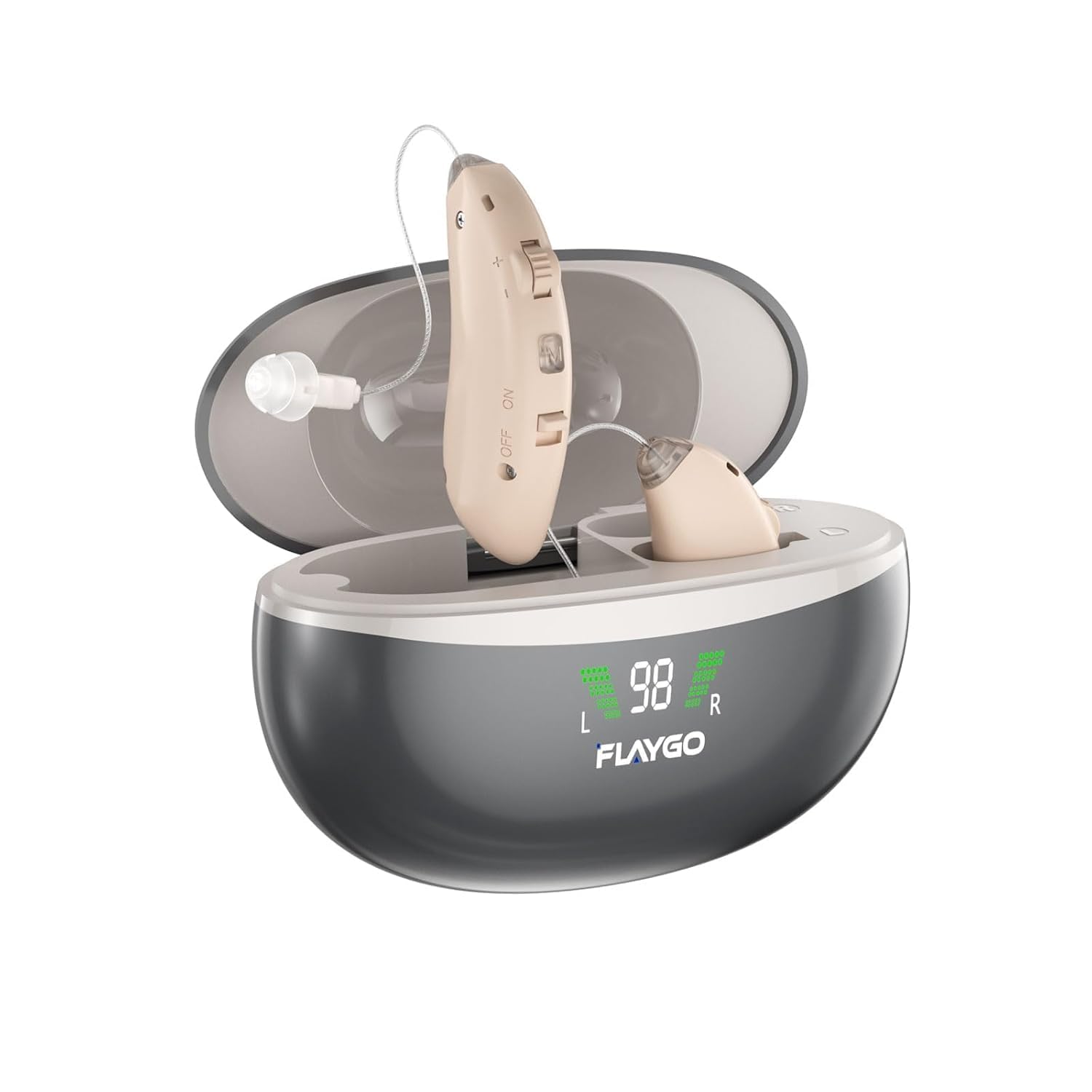 Rechargeable Hearing Aids for Seniors' Hearing Loss - Latest 16-Channel Digital OTC Hearing Aid with Intelligent Noise Cancellation, Medical-Grade Materials, Comfortable Wearing,Beige