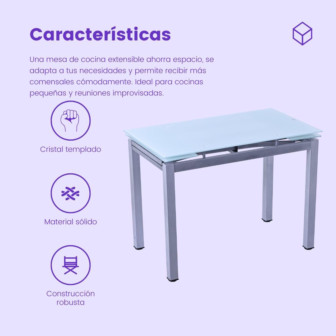 Mesa Cocina Extensible - Mesa Cocina Pequeña - Medidas 100/140x60x75 cm