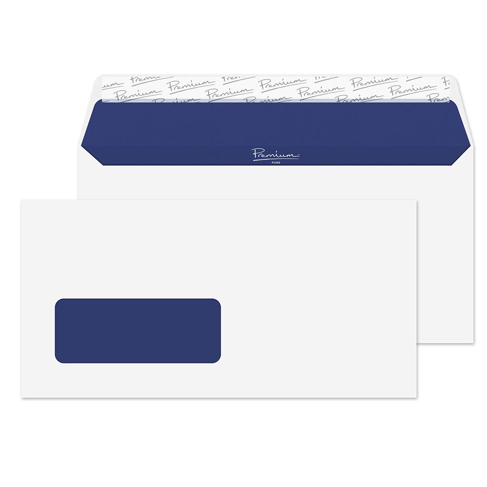 Blake Pure DL 110 x 220 mm 120 gsm Recycled Peel & Seal Window Wallet Envelopes (RP81265) Super White Wove - Pack of 50