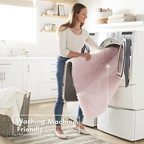 Ophanie Pink Rugs For Bedroom Girls, Machine Washable Fluffy Shaggy Soft Cute Area Rug, 4X5.3 Non-Slip Indoor Floor Carpet For Living Room, Kids Baby Teen Dorm Home Decor Aesthetic, Nursery #TOP1