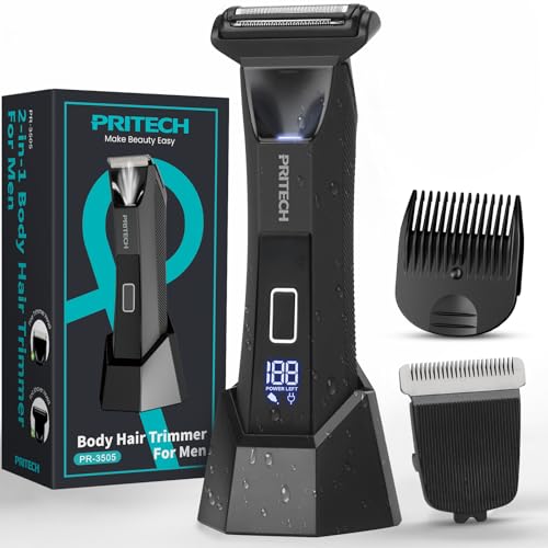 PRITECH 2-in-1 Body Groomer for Men - Waterproof No-Nick Trimmer & Shaver