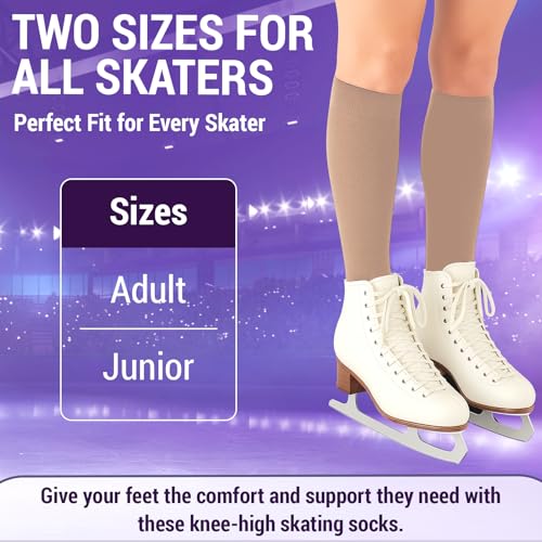 Image of Kami-So Ice Skating Socks, Knee High Moisture-Wicking, Breathable, Lightweight, Durable, Figure Skates Accessories (2 Pack)