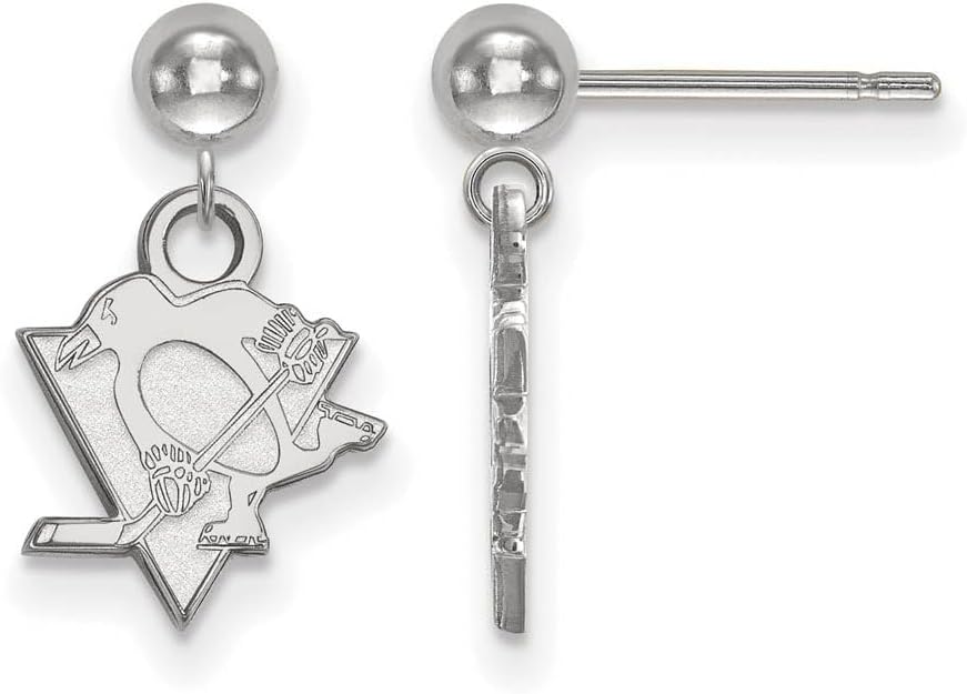Pittsburgh Penguins Earrings Dangle Ball (14k White Gold)