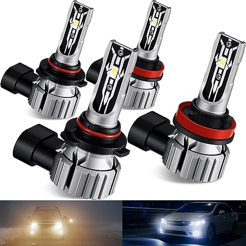 Frienda 4 Pcs 9005/hb3 H11/h9/h8 Led Headlight Bulbs Combo 12000lm 6000k Xenon White Wireless Plug Play H11 9005 Automotive Headlight Bulbs for Halogen Replacement High Low Beam