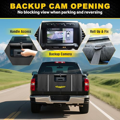 Bumbee Tailgate Bike Pad for 5 Mountain Bikes, with Rear Camera Window, Reflective Strips and 2 Tool Pocket (51'' Wide for 5 Bikes) — view 2