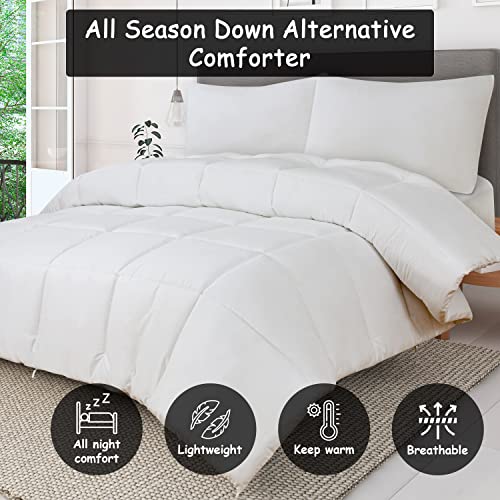 Image of ROYALE Queen Comforter - All Season Down Alternative Bedding Comforters - Lightweight Quilted Comforter with Corner Tabs - Ultra Soft Luxury Hotel Comforters - Box Stitched Duvet Insert (Queen, White)