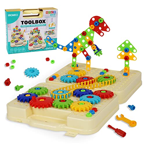 IIROMECI Educational Building Blocks for Ages 5-7, Construction Toys for Toddlers, Gears Toy for Kids 3-5, STEM Building Toys Set for Boys or Girls, 276PCS, Ages 4-8