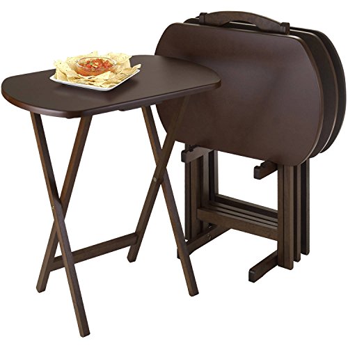 Winsome Wood Corbett 5-Piece Oblong Snack Table Set, Walnut Finish