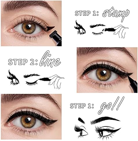 Winged Eyeliner Stamp-2 Eyeliner Pens for Perfect Wing Cat Eye Stamp Eyeliner Waterproof Smudge Proof, Long Lasting Makeup Liquid Eye Liner (black)