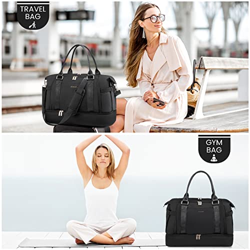 Gym Bag for Women LOVEVOOK Travel Duffel Bag with USB Charging Port,Weekender Bags for Women with Shoe Compartment,Carry on Overnight Bag with Toiletry Bag,Hospital Bags for Labor and Deliver — view 4