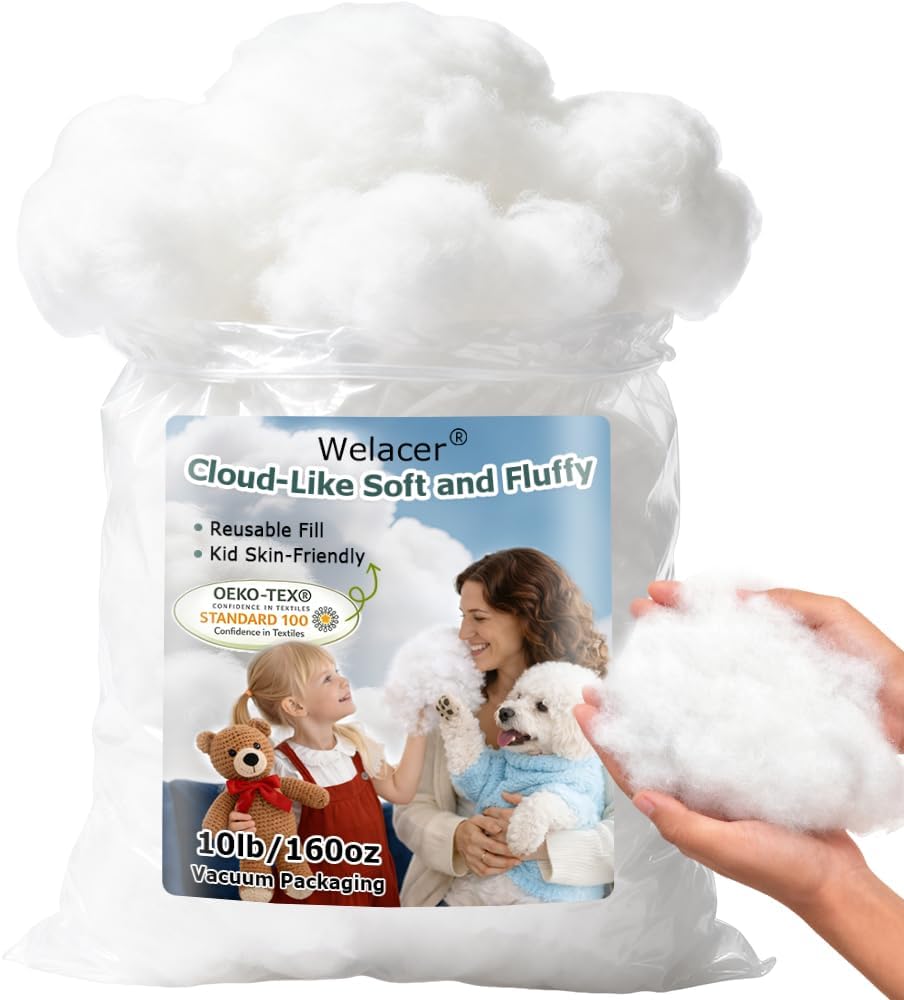 Pillow Stuffing 4.5KG, Polyfill Stuffing for Stuffed Animals, Crafts, DIY Plush Toys, Back Cushions, Cloud Decoration, All-New Material Premium White Polyester Filling for Sewing, Crochet