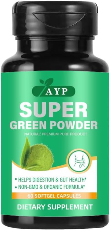 Advanced Superfood Powder 60 Softgel Capsules – Organic Premium Super Greens Blend with Ashwagandha KSM-66, 20+ Natural Nutrient-Rich Ingredients for Immunity and Energy | Vegan, Non-GMO