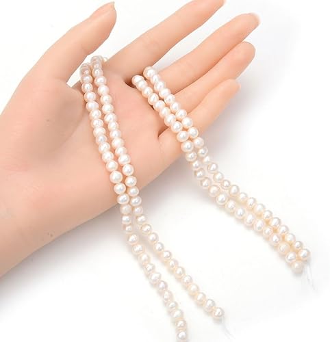 Miniatura 9 de Adabele 1 hebra de patata natural real de grado AA redondo blanco cultivado perla de agua dulce perlas sueltas de 0.197-0.236 in para fabricación de