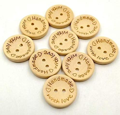 Miniatura 4 de DNHCLL Alfabeto grabado láser de dos agujeros de 0.591 in hecho a mano con amor botones redondos de madera accesorios de costura botones decorativos