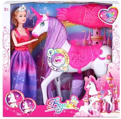 Baljinder Magic Unicorn & Princess Doll, Light-Up Unicorn Toys fo...