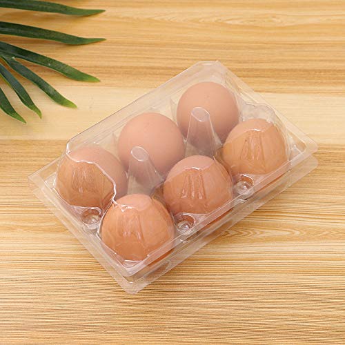 48Pack Clear Plastic Disposable Egg Tray Carton Holder for Family Pasture Chicken Farm Business Market- Holds 6 Eggs Securely