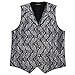 YourTies Silver Black Vest for Men Silk Paisley Woven Waistcoat Tie Pocket Square Cufflinks Set Formal Wedding Party Prom