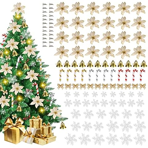 120 Piezas Flores de Navidad Boda de Artificial de Purpurina Cover