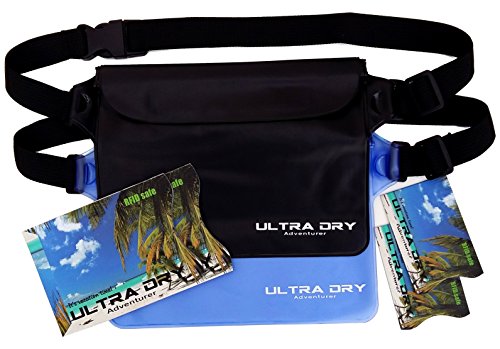 Waterproof Pouches Bags with Adjustable Waist Strap & RFID Identity Theft Protection Sleeves Keeping Your Phone & Valuables Safe & Dry, Perfect for Boating Swimming Snorkeling Kayaking Black/Blue