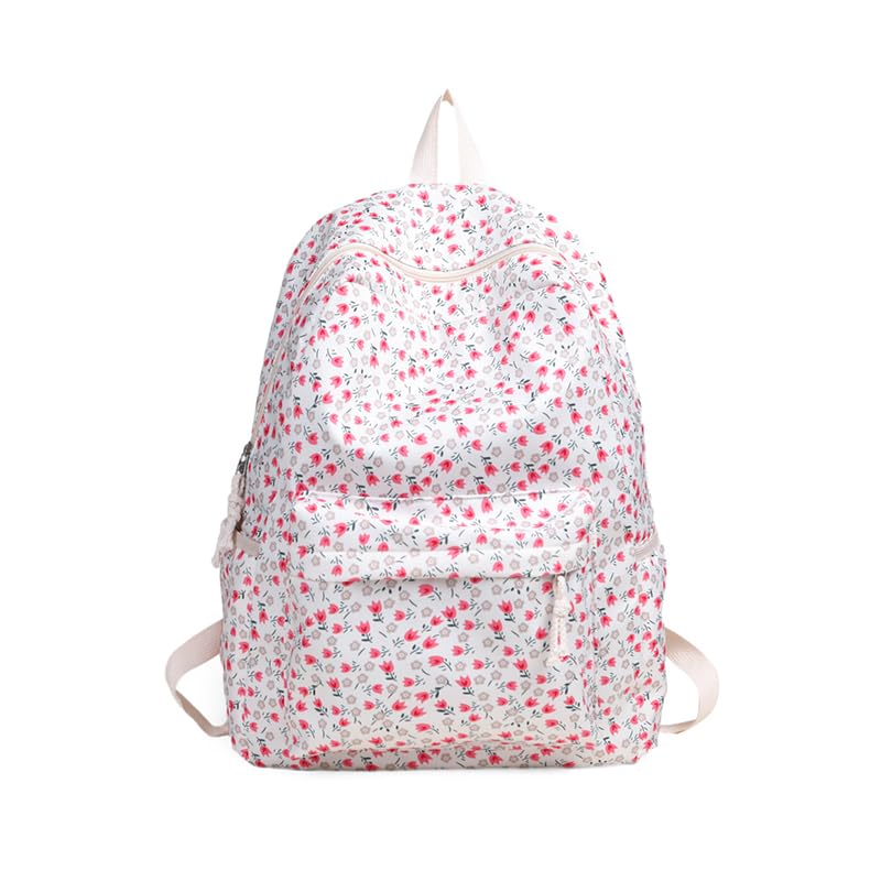 LYEAA Mochila escolar floral, ligera, informal, de viaje, mochila de moda para ordenador portátil, nailon para adolescentes, niñas, mujeres, niños escolares