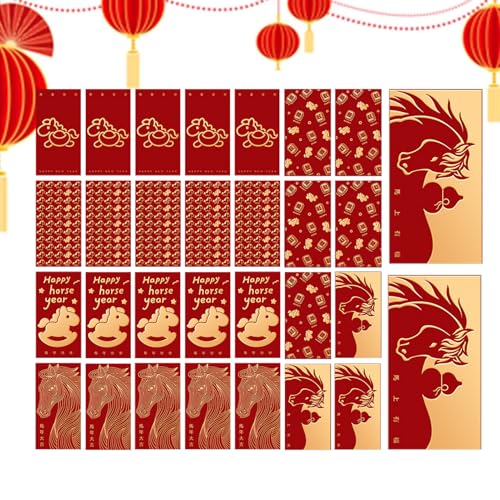 Sobres rojos chinos 2026 para dinero de Año Nuevo, pack 30 sobres de láminas de oro para fiestas
