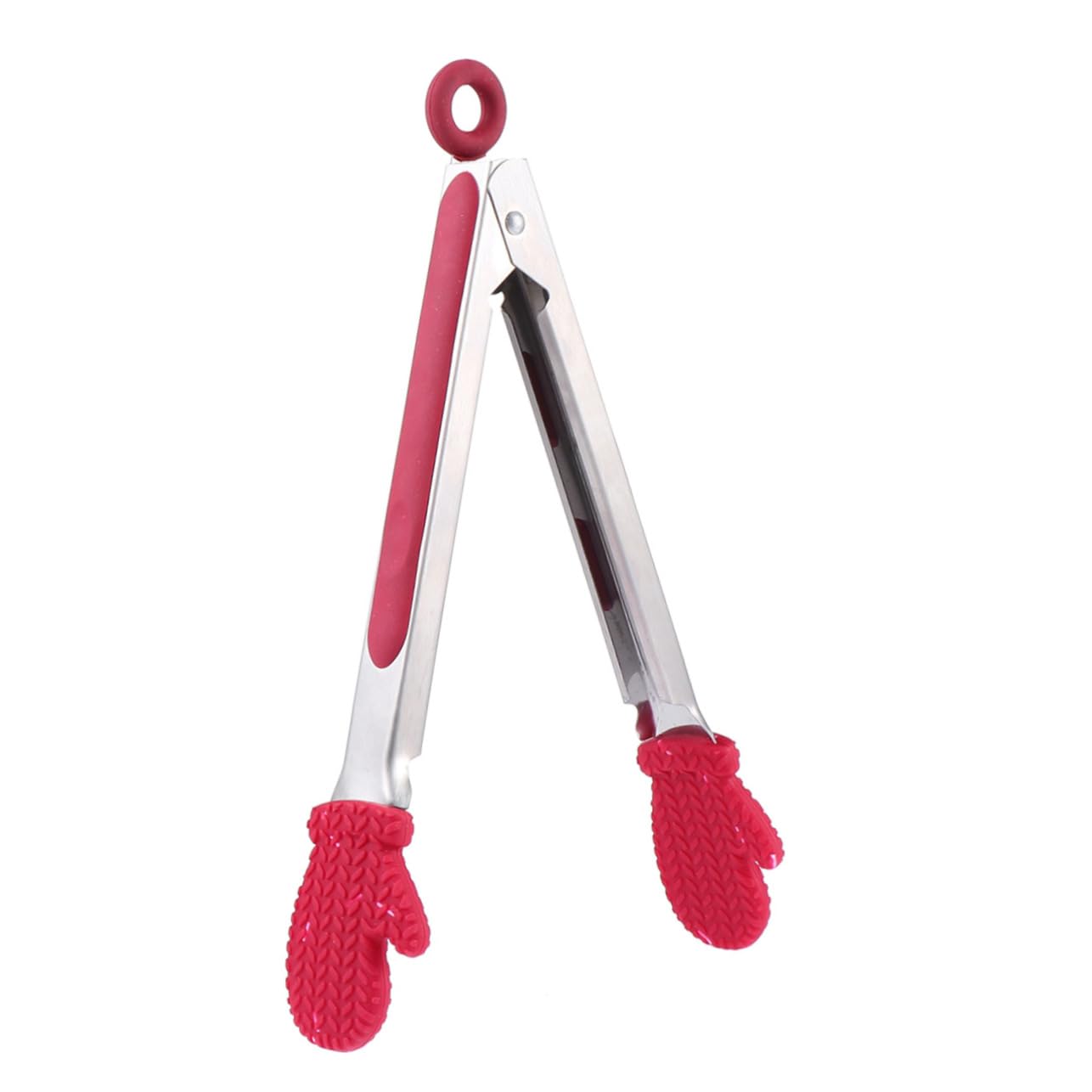Zerodeko Pince à Pain en Silicone Rouge de Moufles de Noël, Outil de Pince Alimentaire Multifonction en Acier Inoxydable, Design Léger pour Barbecue