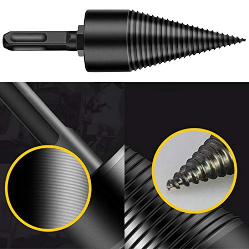 Holzspalter Bohrer,Bohrkegel Holzspalter,Schraube Kegel Schaft mit sechseckigen/quadratischen/runden Schäften, Brennholzbohrer für Brennholz Holzspalter Bohrmaschine Stufenbohrer (32mm)