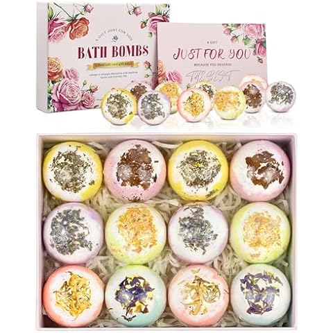 12 Pcs Handmade Bath Bomb Set with Natural Scents Cover