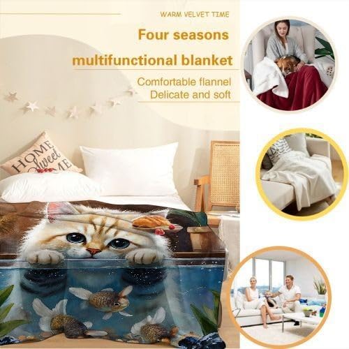 Coperta Pile Matrimoniale 240x260 cm Acquario Blu, Coperta XXL Super Morbida Multiuso Come Copriletto o Plaid da Salotto, Calda e Leggera, Protezione dal Freddo, AQ8892