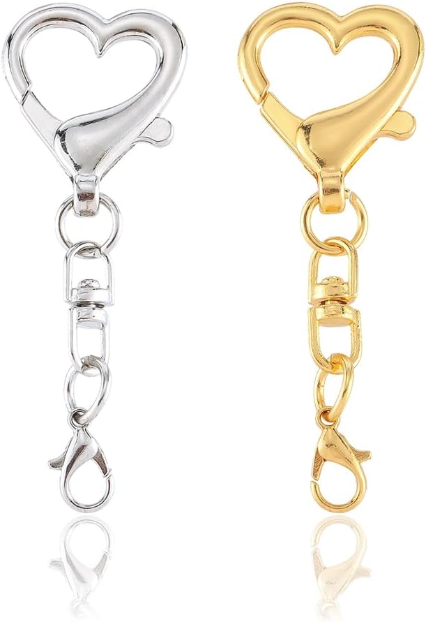 20Pcs 2 Colors Heart Shaped Swivel Clasp Swivel Spring Clasp Gold Silver Alloy Hanging Lobster Claw Snap Hook Clip Key Chains Findings for DIY Jewelry Making Keychains Lanyards Bags Crafts - Image 6