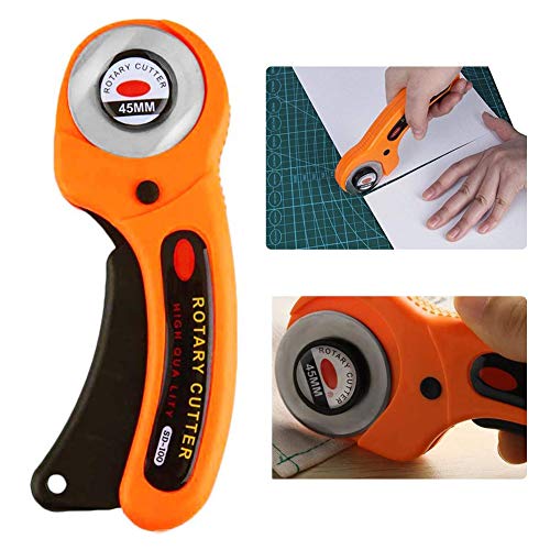 BESLIME Rotary Cutter, Cortador Giratorio Cortadores Redondos de 45 mm, botón de seguridad, se puede utilizar para sastrería, corte de papel, tela, cuero, taburetes de plástico