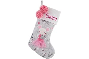 Personalized Ballerina Black Mouse Character Christmas Stocking