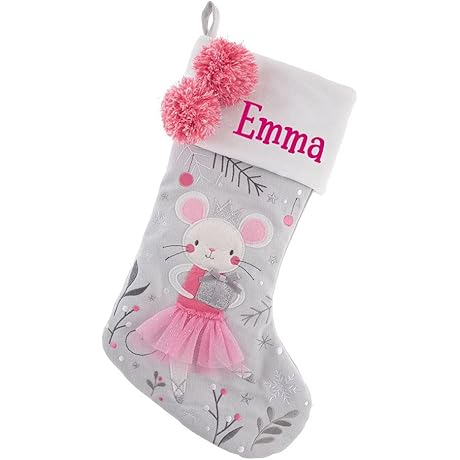 Personalized Ballerina Black Mouse Character Christmas Stocking