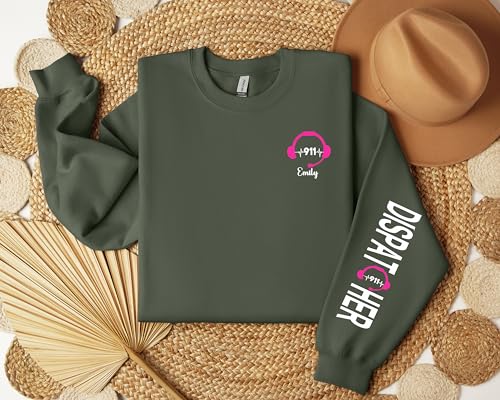 Custom 911 Dispatcher Sweatshirt, Nurse Shirt, 911 Gift, Pullover with Multi Sleeve Design4