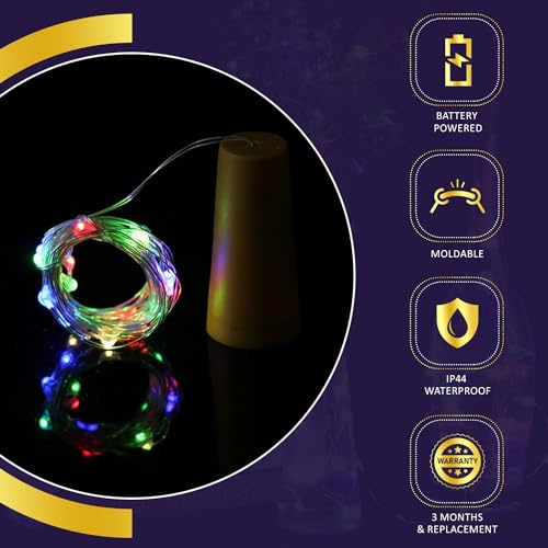 Image of Lexton 20 LED Wine Bottle Cork Lights Copper Wire String Lights (Multicolor, Pack of 2)