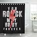 lovedomi Tenda da doccia Flash Red Sequin Rock Slogan Graphic per Bright Forever Set di tende da doccia con 12 ganci 72 x 72 pollici Tessuto in poliestere impermeabile
