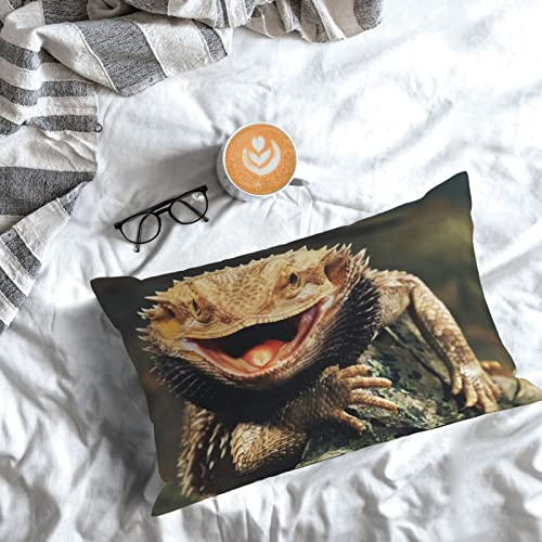 Bearded Dragon Lizards Pillowcase For Hair And Skin - Bed Home Sofa Decor Pillow Cover,Super Soft Travel Pillow Cases With Hidden Zipper Closure Print (14X20 Inch) #TOP3