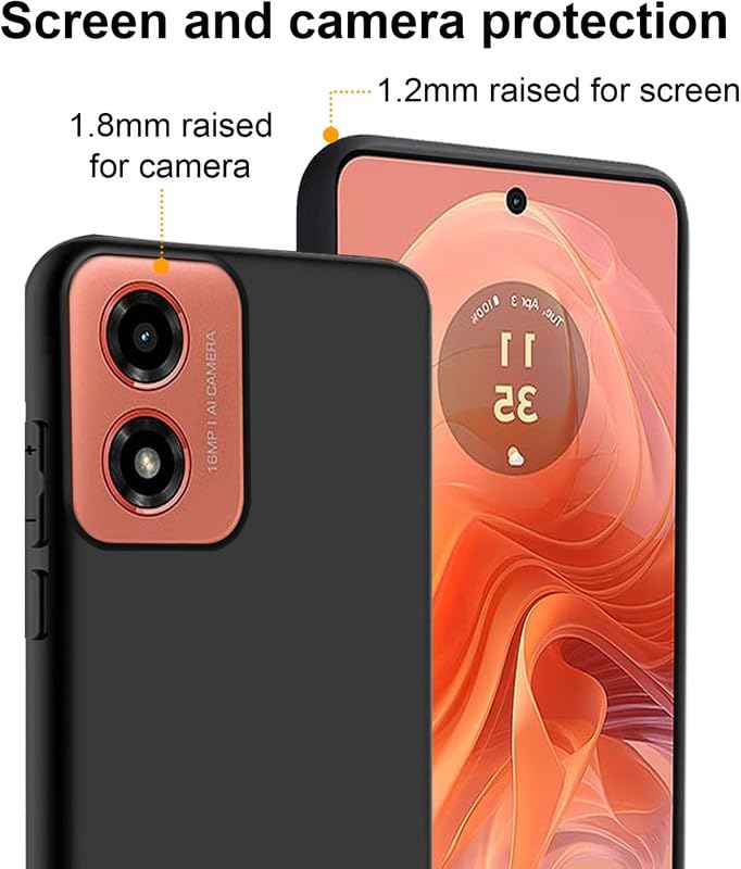 Image of FitSmart Shockproof Silicon Flexible Back Cover for Motorola Moto G04s (6.56 inch) - Black