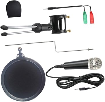 BESTonZON Condenser Microphone Black with Adjustable Boom Arm Stand