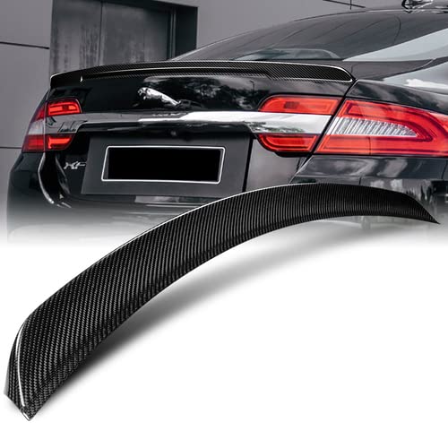 HK5 Black Real Carbon Fiber OE-Style Rear Trunk Lid Spoiler Wing Compatible with 2009-2015 Jaguar XF Sedan, 2010 2011 2012 2013 2014