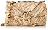 Pinko; Bolso Pinko, Love Lady Puff Fringe Chevronn para Mujer, C72Q_Natural-Antique Dorado, U