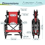 Lightweight Folding Wheelchair - Travel Friendly Foldable Self Propelled Transit Wheel Chair - Adjustable Footrests, Lock Lever Brakes, Dual Parking Brakes - Red, Standard 18" Seat - Image 8