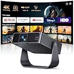 Mini Vidéoprojecteur 4K【APPS Officielles/Live TV/Rotation 330°】 Auto Focus/Keystone Projecteur Vidéo Portable 1080P, HDR10, Courte Focale Mini Rétroprojecteur 4K WiFi6 Bluetooth Home Cinéma/Extérieur