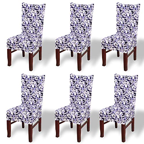 Fashion·life Chair Slipcover 6 Pcs For Dining Room Chair Protectors Stretch Removable Washable Floral Chair Slipcovers For Hotel Dining Room Ceremony Banquet Wedding Party Decor,Camouflage #TOP1